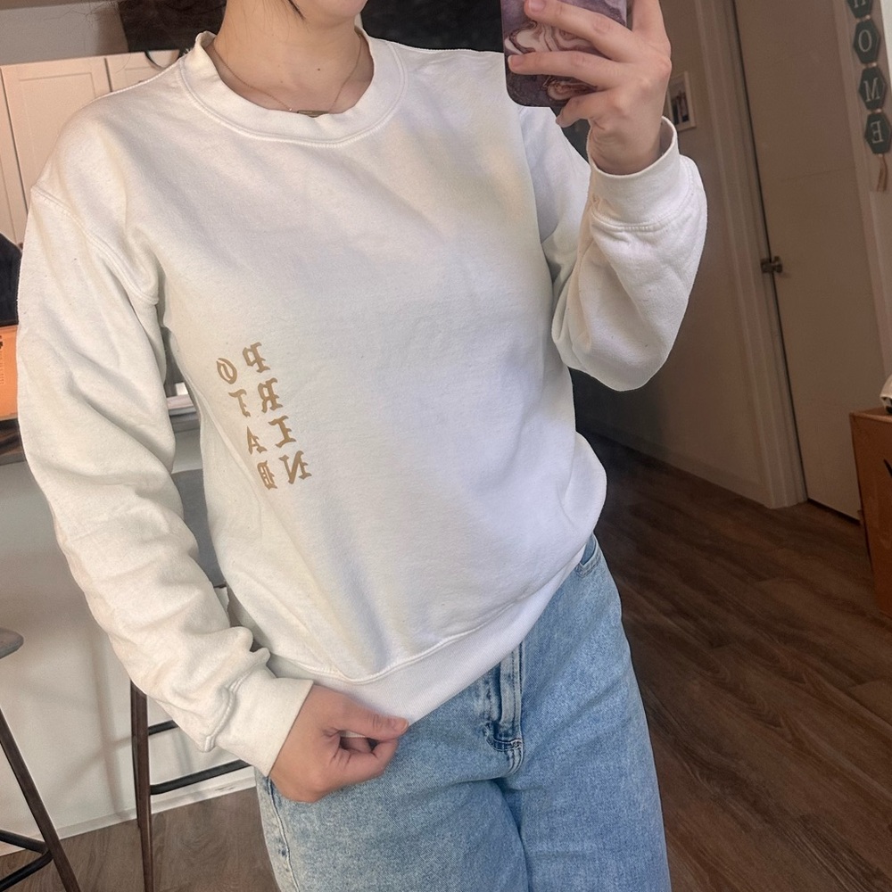 Cream Sweatshirt with Gold Lettering